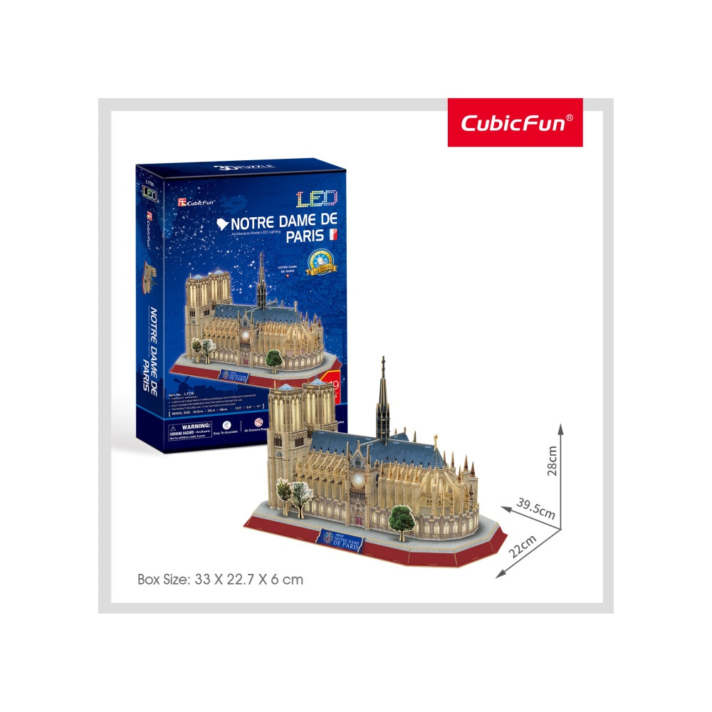 PUZZLE 3D LED NOTE DAME 149 PIESE - CUBICFUN (CUL173H) - Libelula Vesela - Jucarii