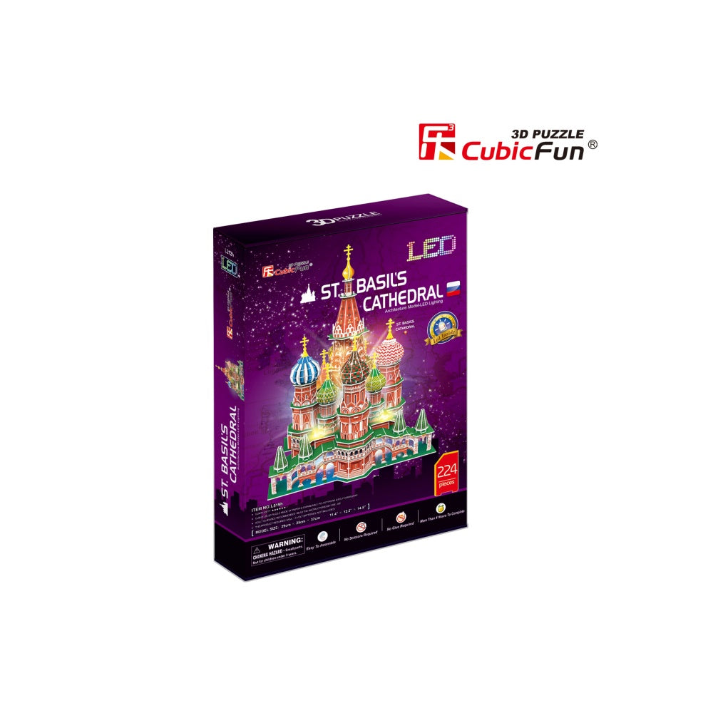 PUZZLE 3D LED CATEDRALA ST. BASIL 224 PIESE - CUBICFUN (CUL519H) - Libelula Vesela - Jucarii