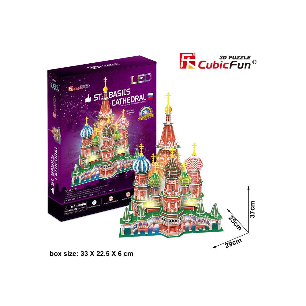 PUZZLE 3D LED CATEDRALA ST. BASIL 224 PIESE - CUBICFUN (CUL519H) - Libelula Vesela - Jucarii