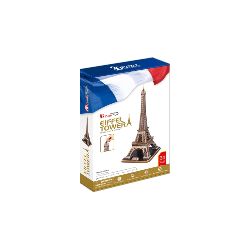 PUZZLE 3D TURNUL EIFFEL (NIVEL COMPLEX 82 PIESE) - CUBICFUN (CUMC091H) - Libelula Vesela - Jucarii