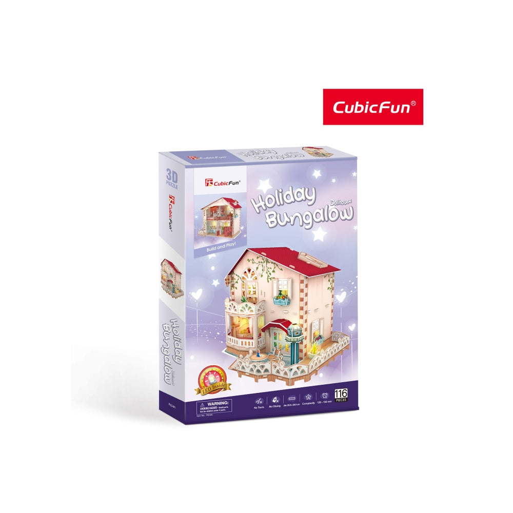 PUZZLE 3D LED CASA DE VACANTA 116 PIESE - CUBICFUN (CUP634H) - Libelula Vesela - Jucarii