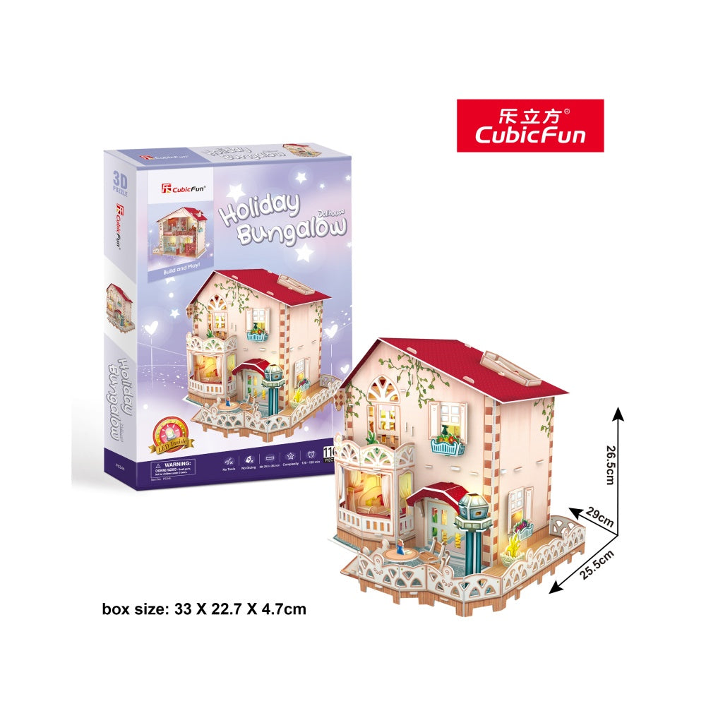 PUZZLE 3D LED CASA DE VACANTA 116 PIESE - CUBICFUN (CUP634H) - Libelula Vesela - Jucarii