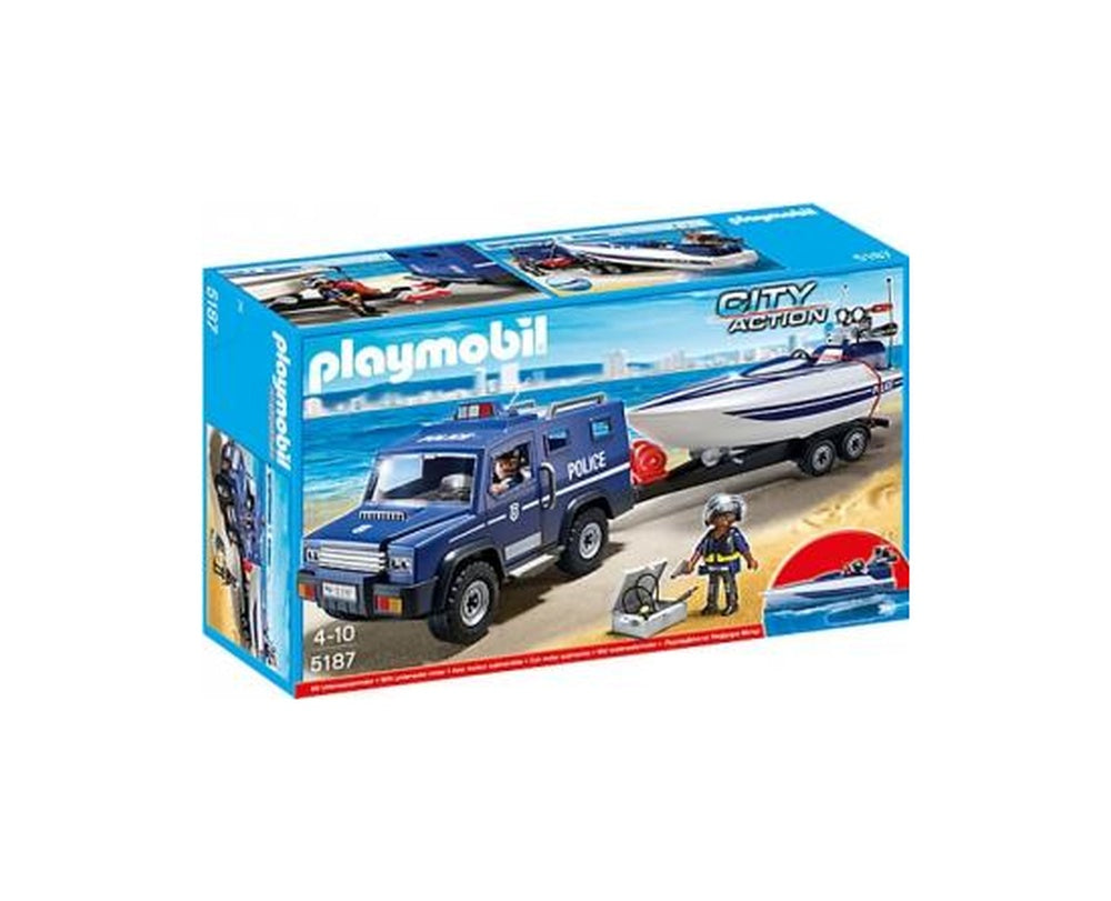 CAMION DE POLITIE CU BARCA - PLAYMOBIL (PM5187) - Libelula Vesela - Jucarii