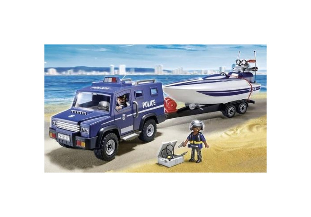 CAMION DE POLITIE CU BARCA - PLAYMOBIL (PM5187) - Libelula Vesela - Jucarii