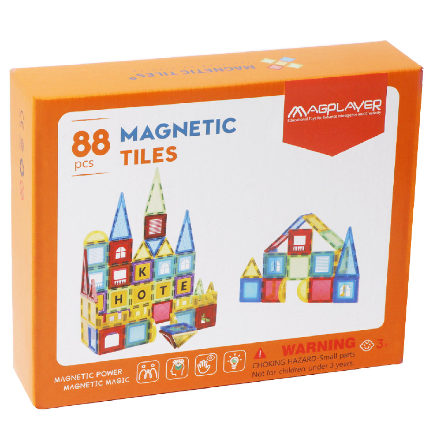 SET DE CONSTRUCTIE MAGNETIC 3D - 88 PIESE - MAGPLAYER (MPL2-88) - Libelula Vesela - Jucarii