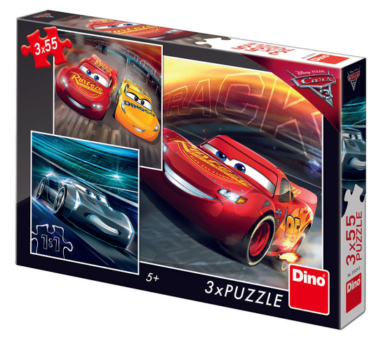 PUZZLE 3 IN 1 - CARS 3: CURSA CEA MARE (55 PIESE) - DINO TOYS (335240) Libelula Vesela Jucarii