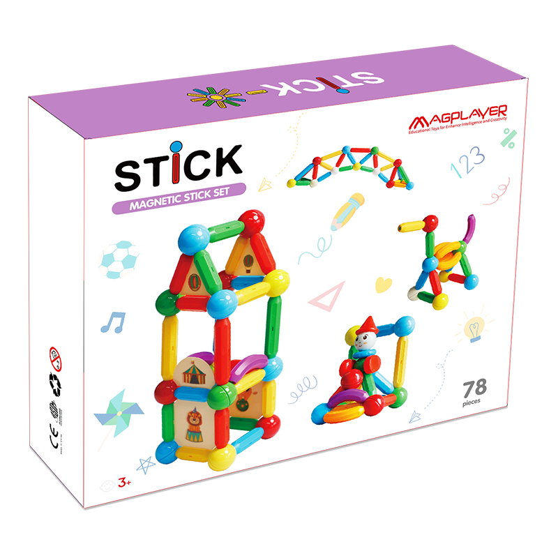 SET DE CONSTRUCTIE MAGNETIC - STICK (78 PIESE) - MAGPLAYER (MPO-78) - Libelula Vesela - Jucarii