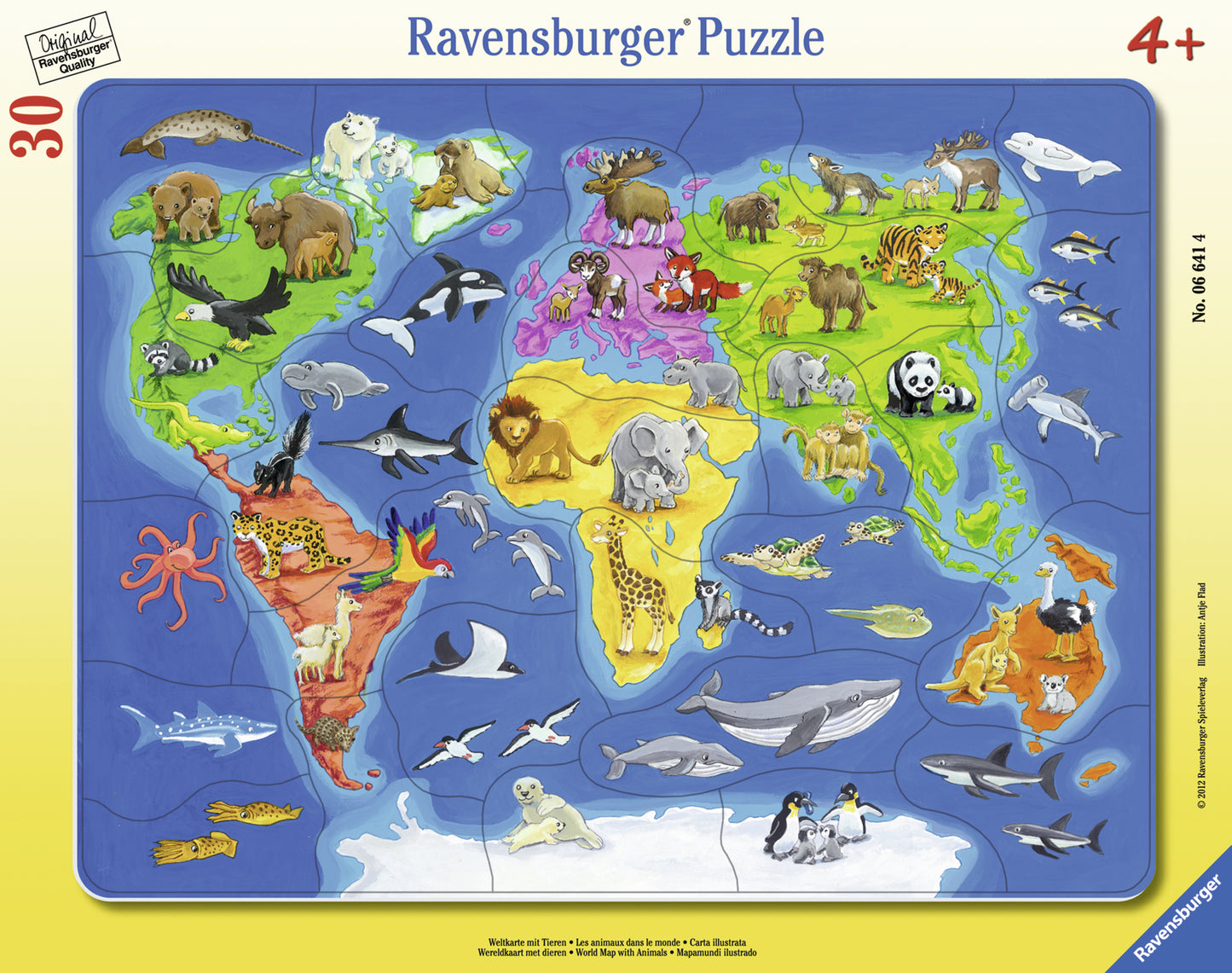 PUZZLE HARTA LUMII CU ANIMALE, 30 PIESE - RAVENSBURGER (RVSPC06641) - Libelula Vesela - Jucarii