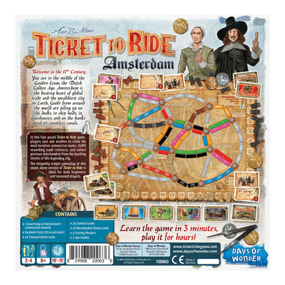 JOC DE SOCIETATE TICKET TO RIDE AMSTERDAM, LIMBA ENGLEZA - DAYS OF WONDER (720163) - Libelula Vesela - Jucarii